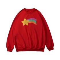 Moletom Feminino De Manga Comprida Com Estampa De Arco-íris E Estrelas De Desenho Animado, Outono Moletom Feminino De Manga Comprida Com Estampa De Arco-íris E Estrelas De Desenho Animado, Outono