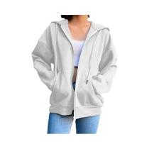 Moletom Feminino De Manga Longa Com Capuz E Zíper, Casual E Estiloso, 2024