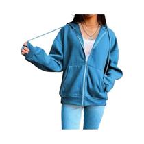 Moletom Feminino De Manga Longa Com Capuz E Zíper, Casual E Estiloso, 2024