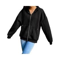 Moletom Feminino De Manga Longa Com Capuz E Zíper, Casual E Estiloso, Moda Streetwear 2024