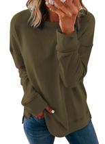 Moletom feminino Dokotoo casual plus size de manga comprida verde Moletom feminino Dokotoo casual plus size de manga comprida verde