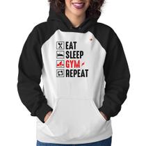 Moletom Feminino Eat, Sleep, Gym, Repeat - Foca na Moda
