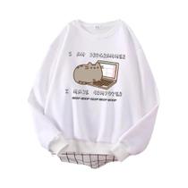 Moletom Feminino Engraçado Gato Programador Com Capuz Moda Coreana Rua Casual Solto Moletom