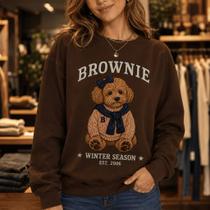 Moletom Feminino Estampa Efeito Bordado BROWNIE - Philklen Moletom Feminino Estampa Efeito Bordado BROWNIE - Philklen