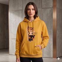 Moletom Feminino Estampado Canguru Algodão Com Capuz Casual Confortável Moletom Feminino Estampado Canguru Algodão Com Capuz Casual Confortável