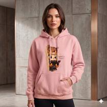 Moletom Feminino Estampado Canguru Algodão Com Capuz Casual Confortável Moletom Feminino Estampado Canguru Algodão Com Capuz Casual Confortável