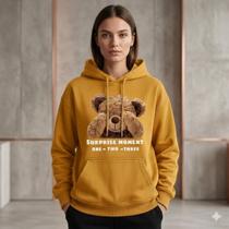 Moletom Feminino Estampado Canguru Algodão Com Capuz Casual Confortável Moletom Feminino Estampado Canguru Algodão Com Capuz Casual Confortável