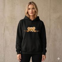 Moletom Feminino Estampado Canguru Algodão Com Capuz Casual Confortável Moletom Feminino Estampado Canguru Algodão Com Capuz Casual Confortável