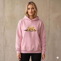 Moletom Feminino Estampado Canguru Algodão Com Capuz Casual Confortável Moletom Feminino Estampado Canguru Algodão Com Capuz Casual Confortável