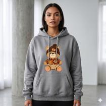 Moletom Feminino Estampado Canguru Algodão Com Capuz Casual Confortável Moletom Feminino Estampado Canguru Algodão Com Capuz Casual Confortável