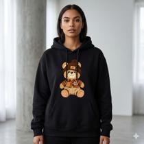 Moletom Feminino Estampado Canguru Algodão Com Capuz Casual Confortável Moletom Feminino Estampado Canguru Algodão Com Capuz Casual Confortável