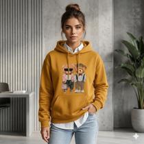 Moletom Feminino Estampado Canguru Algodão Com Capuz Casual Confortável Moletom Feminino Estampado Canguru Algodão Com Capuz Casual Confortável