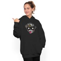 Moletom feminino estampado ganguru flanelado com capuz urso bone bolado