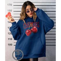 Moletom Feminino Estampado Smiley Blusao Linha Premium Personalizado Blusa de Frio com Bolso e Capuz