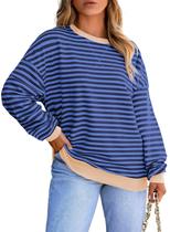 Moletom feminino Eytino Plus Size Color Block listrado azul 1X