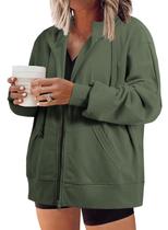 Moletom feminino Eytino Plus Size com capuz com zíper preto 3X