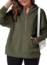 Moletom feminino Eytino Plus Size com meio zíper, 1 x verde