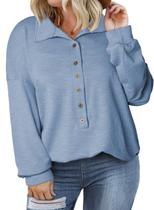 Moletom feminino Eytino plus size de manga comprida azul celeste 2X Moletom feminino Eytino plus size de manga comprida azul celeste 2X