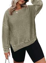 Moletom feminino Eytino plus size em malha waffle verde louro