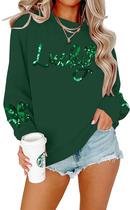 Moletom feminino FAYALEQ com lantejoulas Lucky Shamrock do Dia de São Patrício Moletom feminino FAYALEQ com lantejoulas Lucky Shamrock do Dia de São Patrício