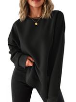 Moletom feminino Fisoew com gola redonda e manga comprida preta
