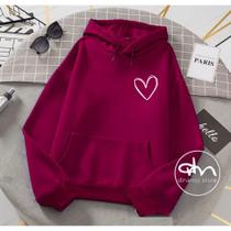 Moletom Feminino Fofo Coração Solitário Casaco Estiloso Blusa de Frio Moletom Feminino Fofo Coração Solitário Casaco Estiloso Blusa de Frio