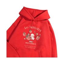 Moletom Feminino Fofo De Morango E Coelho, Suave, Quente E Respirável, Com Bolso Para Outono E