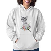 Moletom Feminino Gato e Flores - Foca na Moda Moletom Feminino Gato e Flores - Foca na Moda