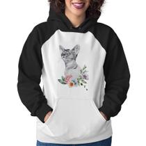 Moletom Feminino Gato e Flores - Foca na Moda