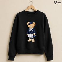 Moletom Feminino Gola Redonda Blusa de Frio Estampado Urso Moda Inverno Estilo Tumblr Casual Básico Moletom Feminino Gola Redonda Blusa de Frio Estampado Urso Moda Inverno Estilo Tumblr Casual Básico