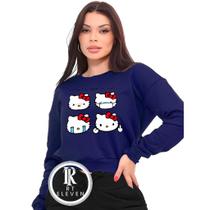 Moletom Feminino Hello Kity Modelo Gola Careca Blusa de frio Linha Premium 2025 Lançamento
