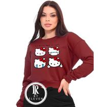 Moletom Feminino Hello Kity Modelo Gola Careca Blusa de frio Linha Premium 2025 Lançamento