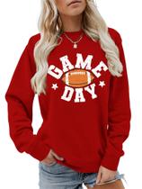 Moletom feminino HuangMingYi Game Day Football Fan vermelho GG Moletom feminino HuangMingYi Game Day Football Fan vermelho GG