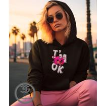 Moletom Feminino I'M ok, Está tudo bem Blusão casaco feminino com bolso e capuz blusa de frio
