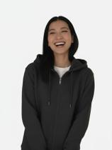 Moletom Feminino Jaqueta Preta com Ziper e Capuz Blusa de Frio Inverno look de frio mulheres Moletom Feminino Jaqueta Preta com Ziper e Capuz Blusa de Frio Inverno look de frio mulheres