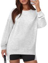 Moletom feminino Kistore de grandes dimensões com gola redonda cinza claro Moletom feminino Kistore de grandes dimensões com gola redonda cinza claro