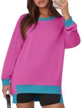 Moletom feminino Kistore, de outono, de tamanho grande, Color Block Rose M Moletom feminino Kistore, de outono, de tamanho grande, Color Block Rose M