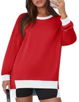 Moletom feminino Kistore, de outono, grande, colorido, vermelho e branco Moletom feminino Kistore, de outono, grande, colorido, vermelho e branco