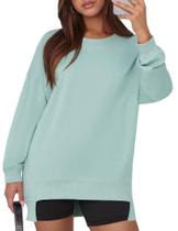 Moletom feminino Kistore, de outono, grande, com gola redonda, verde, 2GG Moletom feminino Kistore, de outono, grande, com gola redonda, verde, 2GG