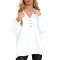 Moletom feminino Kistore de tamanho grande, manga comprida, branco, tamanho M Moletom feminino Kistore de tamanho grande, manga comprida, branco, tamanho M