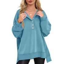 Moletom feminino Kistore, gola redonda, solto, para maternidade e bolsos Moletom feminino Kistore, gola redonda, solto, para maternidade e bolsos