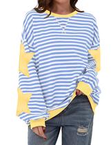 Moletom feminino Labolliy listrado de grandes dimensões Color Block Y2K Moletom feminino Labolliy listrado de grandes dimensões Color Block Y2K