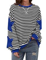 Moletom feminino Labolliy listrado de grandes dimensões Color Block Y2K