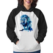 Moletom Feminino Leão Azul - Foca na Moda Moletom Feminino Leão Azul - Foca na Moda