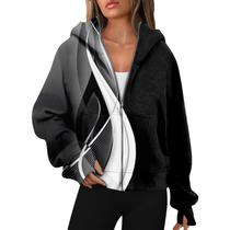 Moletom feminino leve com zíper COTECRAM, preto, XXL Moletom feminino leve com zíper COTECRAM, preto, XXL