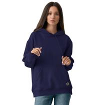 Moletom Feminino Liso Azul Marinho Canguru Com Capuz Inverno - W2 STORE