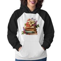 Moletom Feminino Livros e Flores Vintage - Foca na Moda Moletom Feminino Livros e Flores Vintage - Foca na Moda