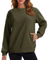 Moletom feminino MAGCOMSEN com gola redonda, lã, verde quente, XXL Moletom feminino MAGCOMSEN com gola redonda, lã, verde quente, XXL