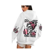 Moletom Feminino Multicolorido Com Estampa Divertida, Casual E Solto, Pullover De Outono Com Bolso