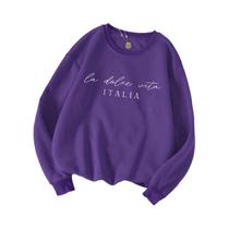 Moletom Feminino Multicolorido Y2K Com Estampa La Dolce Vita, Pullover Casual De Fleece, Top Solto